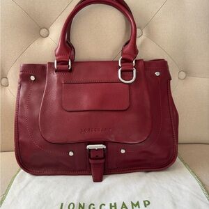 Longchamp Balzane Saddle Leather Satchel, Tote, Shoulder Bag, Purse